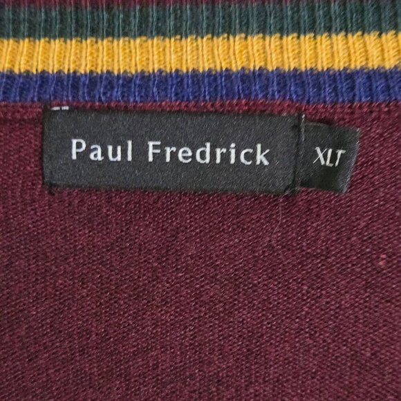 Paul Frederick Burgundy Silk Cashmere Blend V Neck Sweater Size XLT - Picture 3 of 4